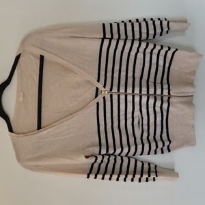 J Crew Factory, Zip Up Striped Cardigan M